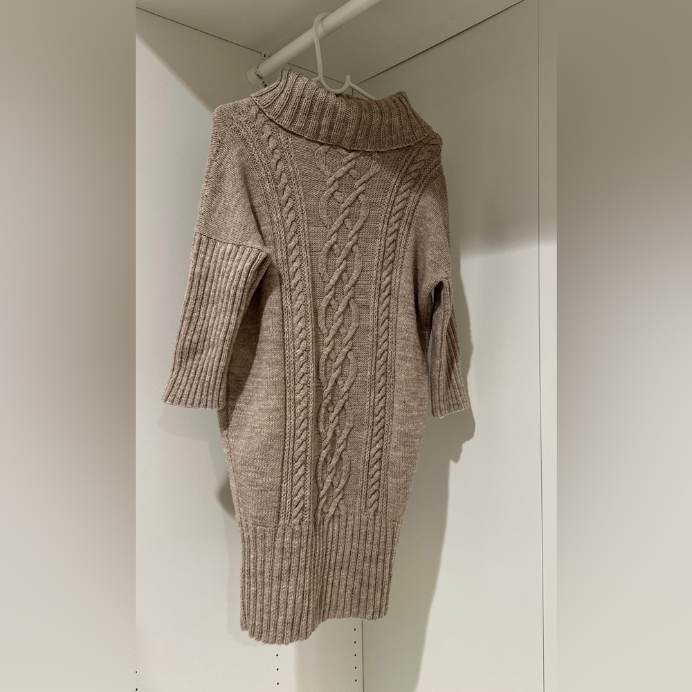 Handmade knit beige midi dress